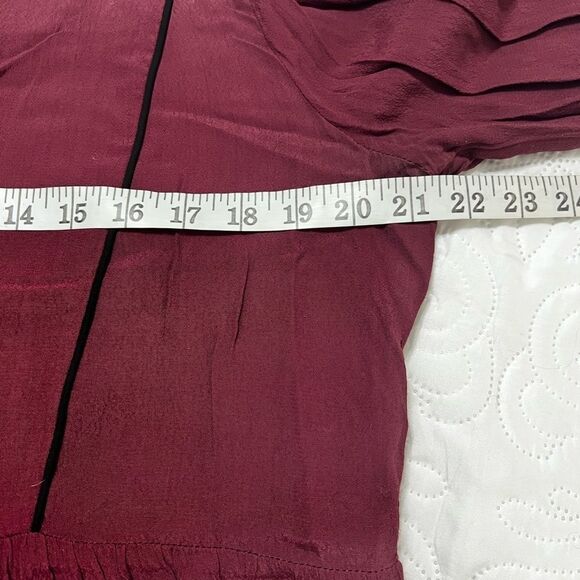 Anthropologie Maeve Boho Burgundy Galan Tassel Shirt Dress large - Picture 12 of 14